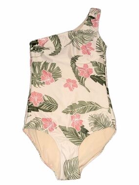 Albion-one shoulder, tropical Cream one piece Swimsuit. Never worn.